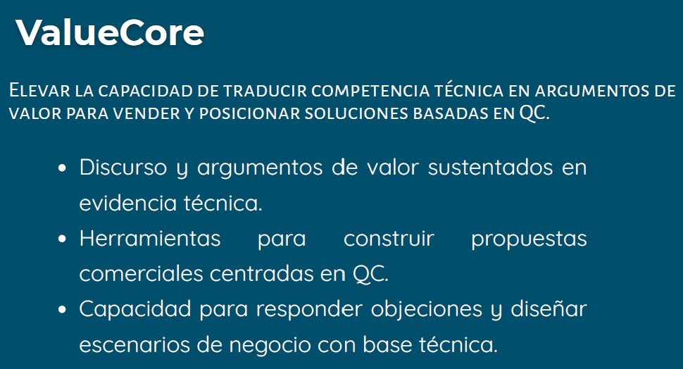 ValueCore traduce ese criterio en valor comprensible y defendible para el negocio